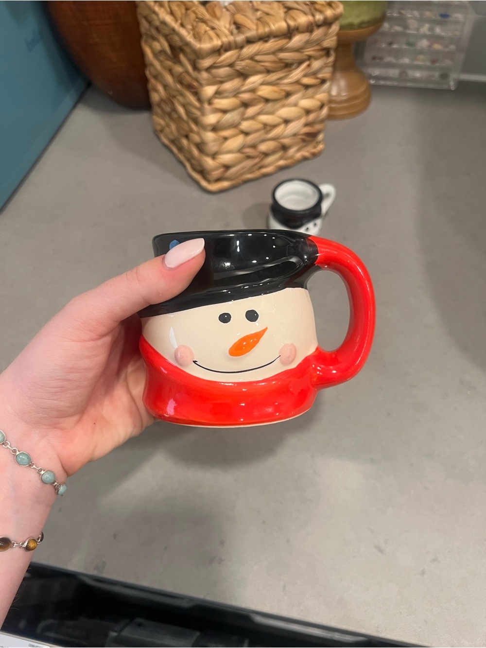 Festive Snowman Mug in Red, Black & Cream